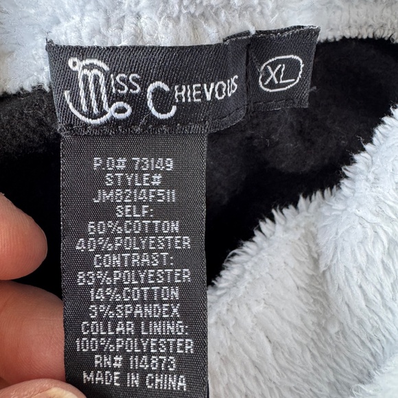 Miss Chievous Women's Fleece Cowl Neck Long Sleeve Pullover Sweatshirt Black XL - Picture 6 of 13